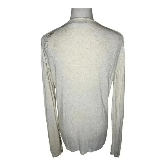 ZARA Women’s Large Abstract Print‎ Tie V-Neck Sweater - Picture 3 of 5